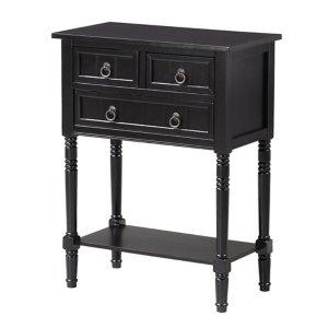Black 3-Drawer Turned Legs Accent Table