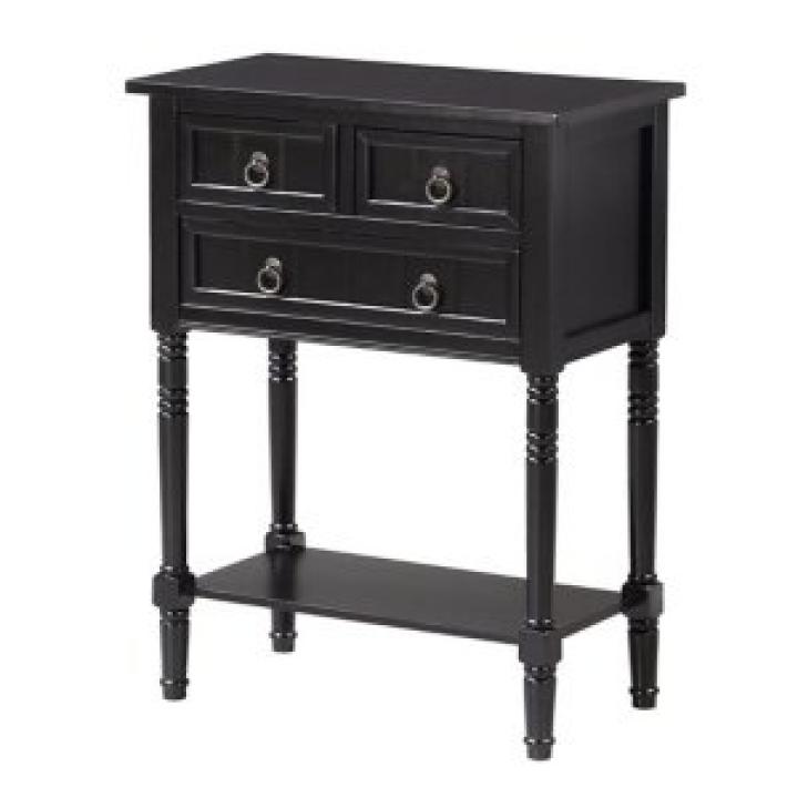 Black 3-Drawer Turned Legs Accent Table