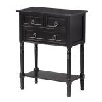 Black 3-Drawer Turned Legs Accent Table