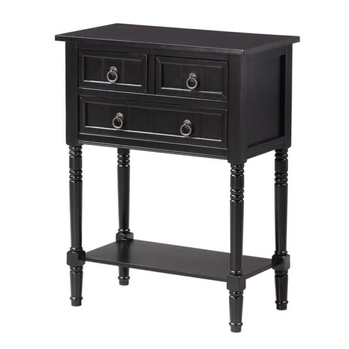 Black 3-Drawer Turned Legs Accent Table