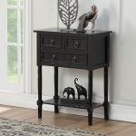 Black 3-Drawer Turned Legs Accent Table