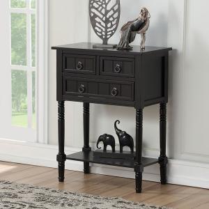 Black 3-Drawer Turned Legs Accent Table