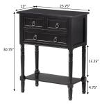 Black 3-Drawer Turned Legs Accent Table