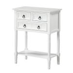 White 3-Drawer Turned Legs Accent Table
