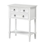 White 3-Drawer Turned Legs Accent Table
