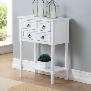 White 3-Drawer Turned Legs Accent Table
