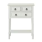 White 3-Drawer Turned Legs Accent Table