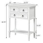 White 3-Drawer Turned Legs Accent Table