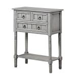 Light Gray 3-Drawer Turned Legs Accent Table
