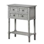 Light Gray 3-Drawer Turned Legs Accent Table