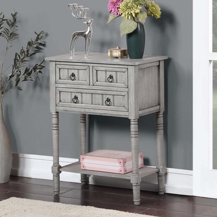 Light Gray 3-Drawer Turned Legs Accent Table