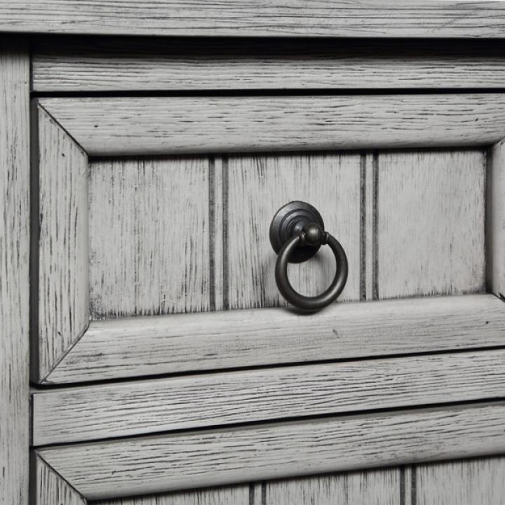 Light Gray 3-Drawer Turned Legs Accent Table