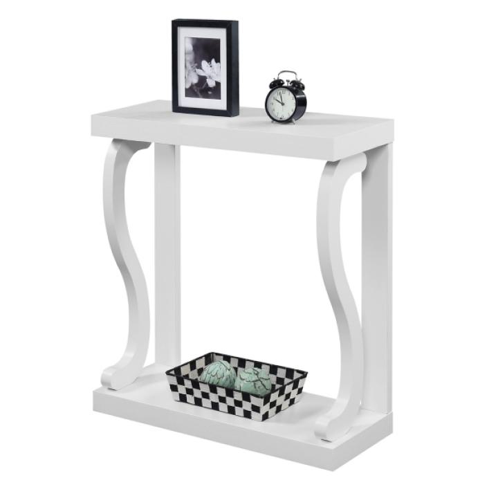 White Wood Curved Sides Console Table