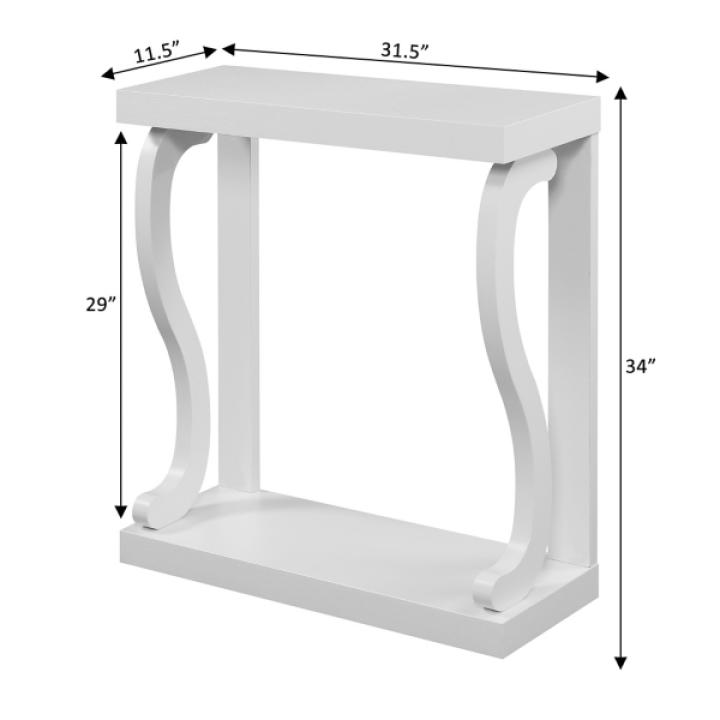 White Wood Curved Sides Console Table