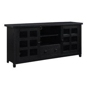 Black Wood 2-Door Windowpane Media Cabinet