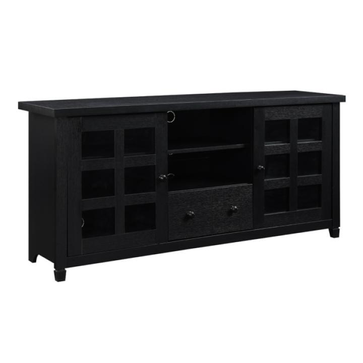 Black Wood 2-Door Windowpane Media Cabinet