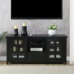 Black Wood 2-Door Windowpane Media Cabinet