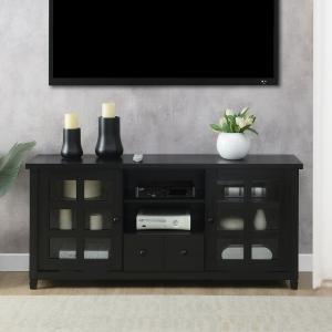 Black Wood 2-Door Windowpane Media Cabinet