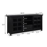 Black Wood 2-Door Windowpane Media Cabinet