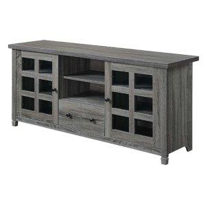 Gray Wood 2-Door Windowpane Media Cabinet