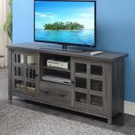 Gray Wood 2-Door Windowpane Media Cabinet