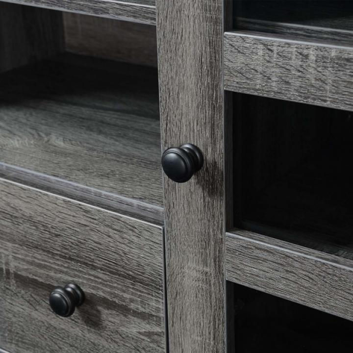 Gray Wood 2-Door Windowpane Media Cabinet