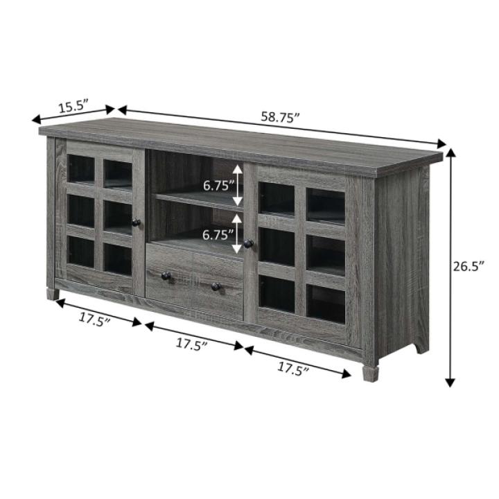 Gray Wood 2-Door Windowpane Media Cabinet
