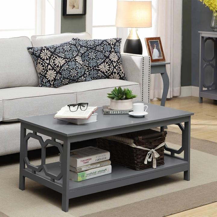 Gray Wood Geometric Sides Coffee Table