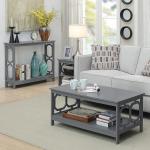Gray Wood Geometric Sides Coffee Table