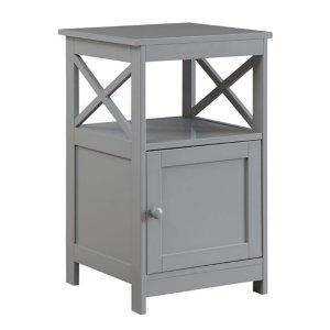 Gray Wood X Sides Storage Accent Table