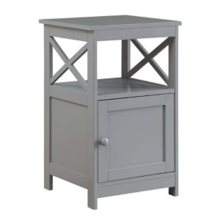Gray Wood X Sides Storage Accent Table
