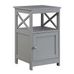 Gray Wood X Sides Storage Accent Table