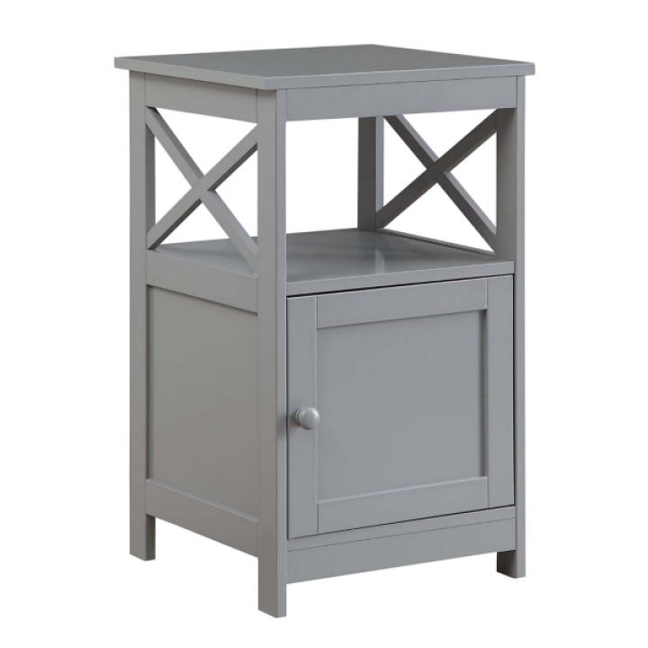 Gray Wood X Sides Storage Accent Table