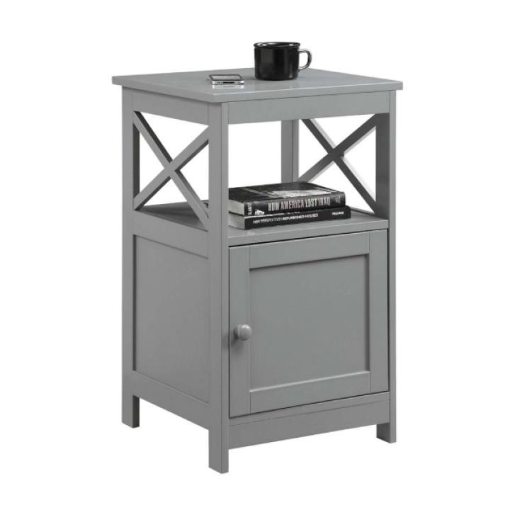 Gray Wood X Sides Storage Accent Table