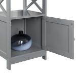 Gray Wood X Sides Storage Accent Table