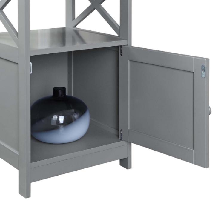 Gray Wood X Sides Storage Accent Table