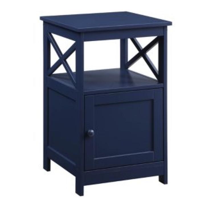 Blue Wood X Sides Storage Accent Table
