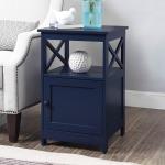 Blue Wood X Sides Storage Accent Table