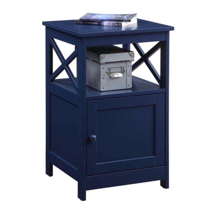 Blue Wood X Sides Storage Accent Table