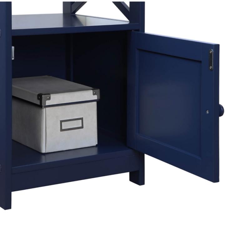 Blue Wood X Sides Storage Accent Table