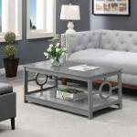 Light Gray Circle Cut-Out Sides Coffee Table