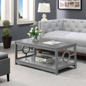 Light Gray Circle Cut-Out Sides Coffee Table