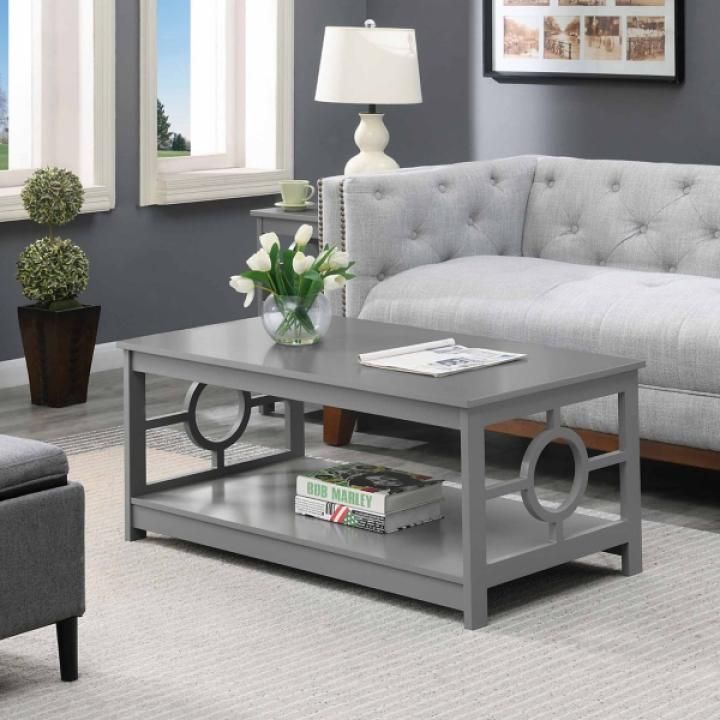 Light Gray Circle Cut-Out Sides Coffee Table