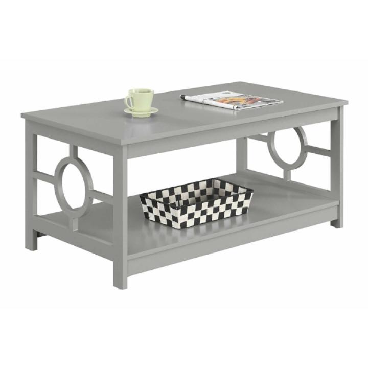 Light Gray Circle Cut-Out Sides Coffee Table