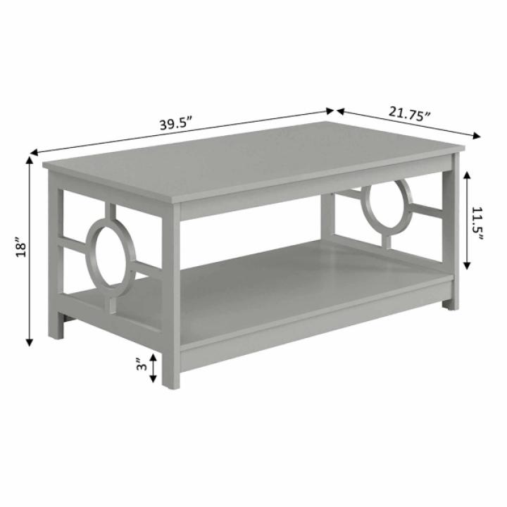 Light Gray Circle Cut-Out Sides Coffee Table