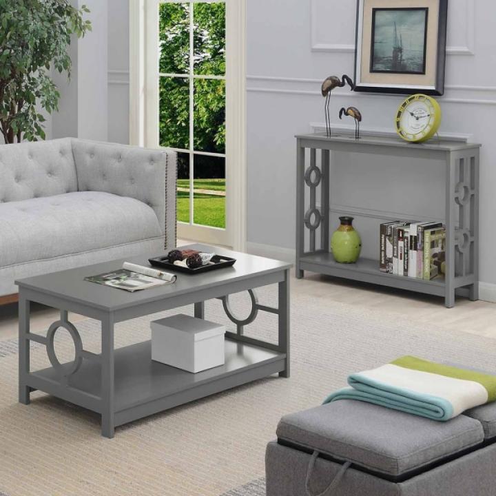Light Gray Circle Cut-Out Sides Coffee Table