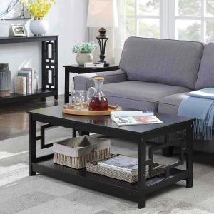 Black Square Cut-Out Sides Coffee Table
