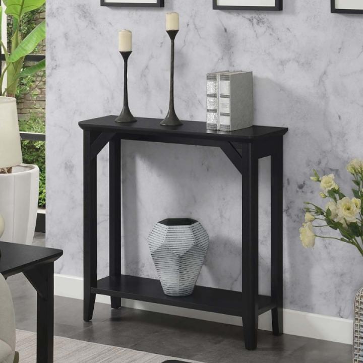 Black Tapered Legs Rustic Console Table