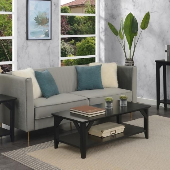 Black Tapered Legs Rustic Console Table