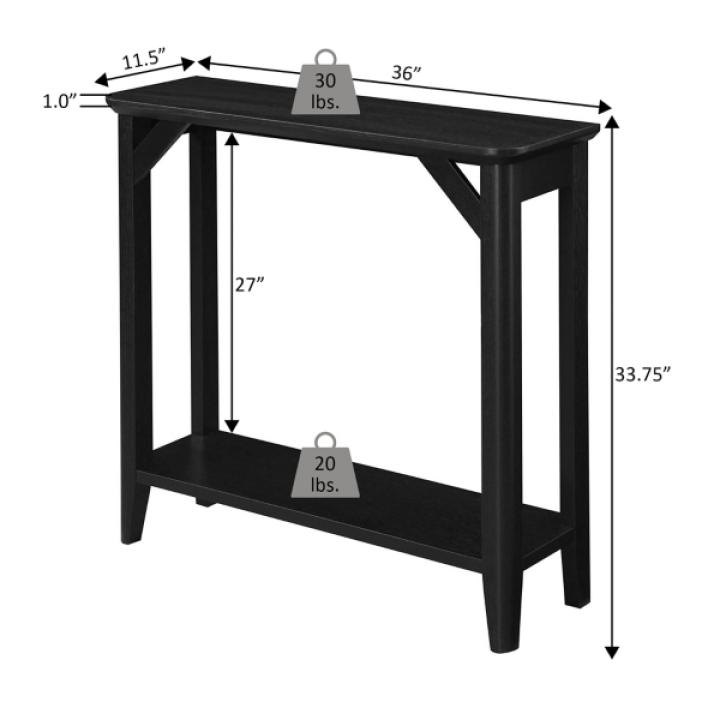Black Tapered Legs Rustic Console Table